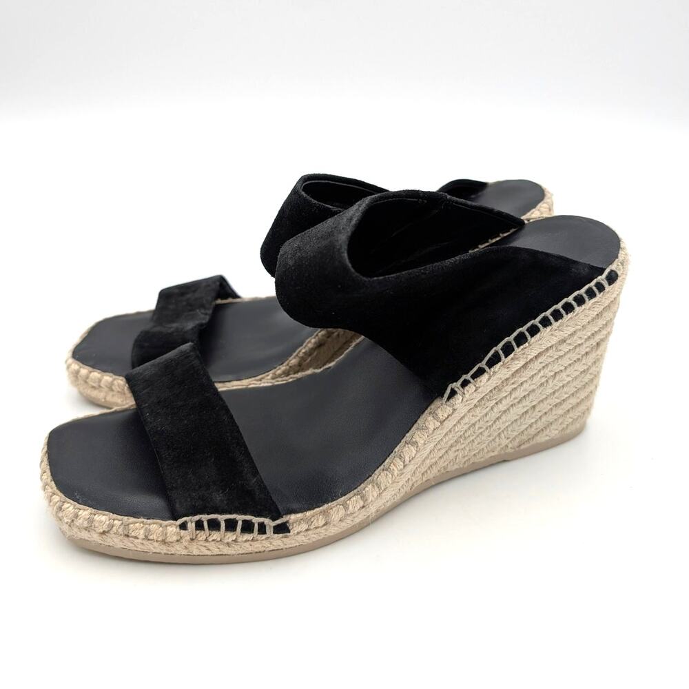Vince Garlin Wedge Heel Sandal Open Toe Women's Black Size US8M EU38.5